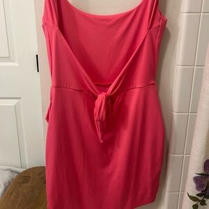 pink, mini dress low-cut back